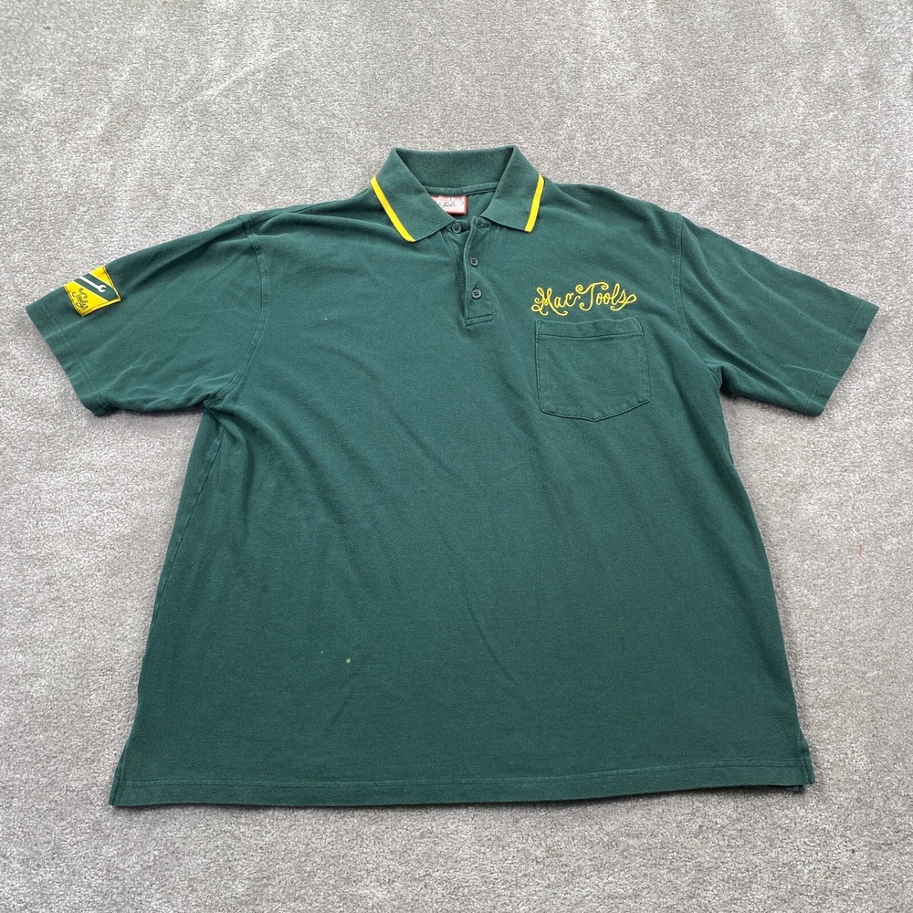 VTG MAC TOOLS Authentic Logo Work Polo Shirt Short Sleeves Men's Size M Green